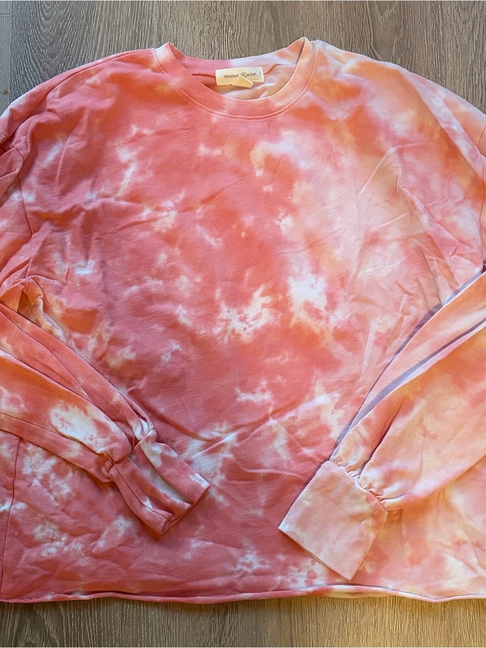 Treasure & Bond Pink and Orange Tie-Dye Crewneck Tee
